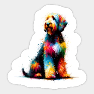 Vibrant Abstract Otterhound in Splashed Paint Art Sticker